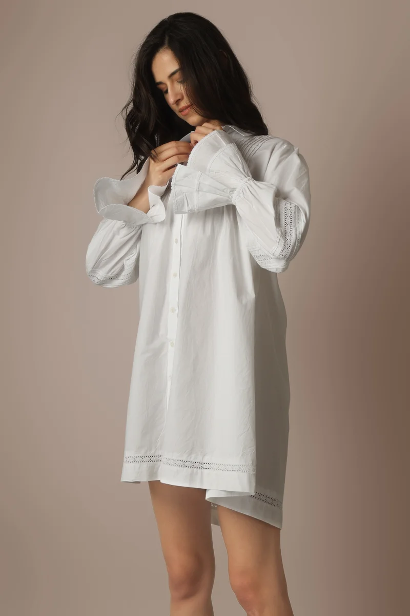 After Dark Emma, White Poplin Nightshirt vintage