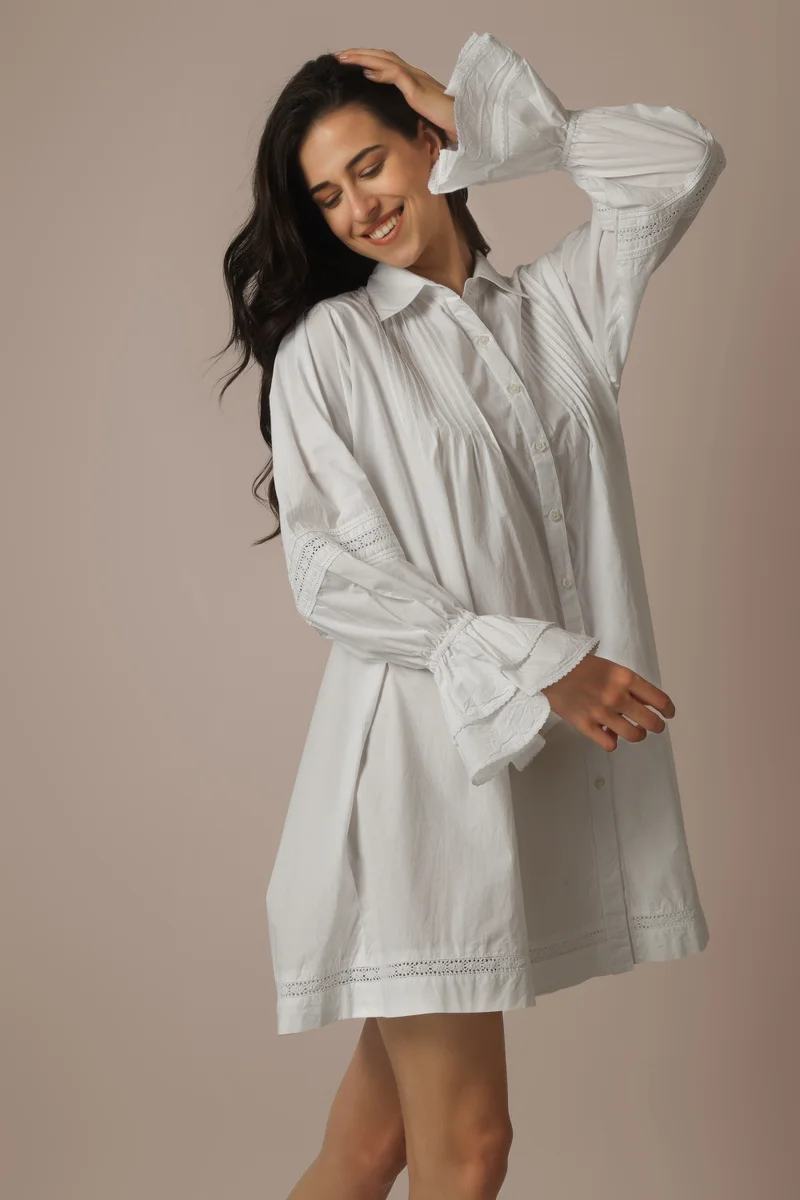 After Dark Emma, White Poplin Nightshirt vintage