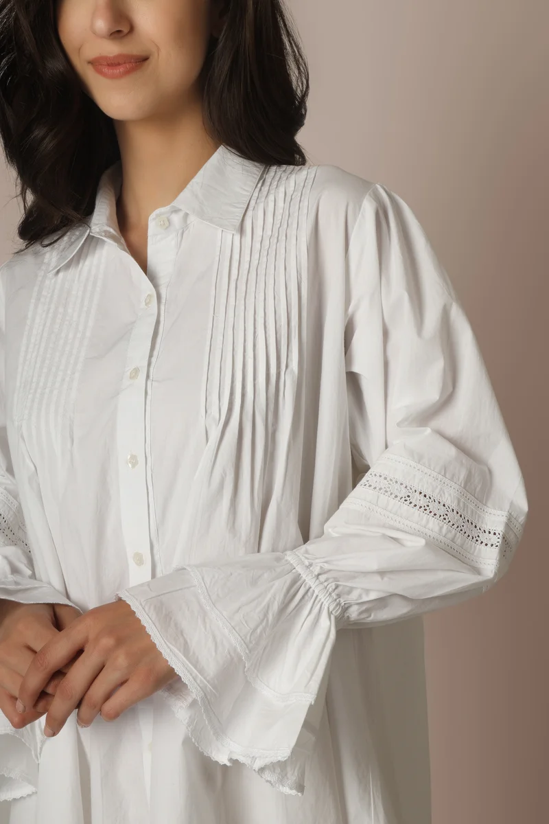 After Dark Emma, White Poplin Nightshirt vintage