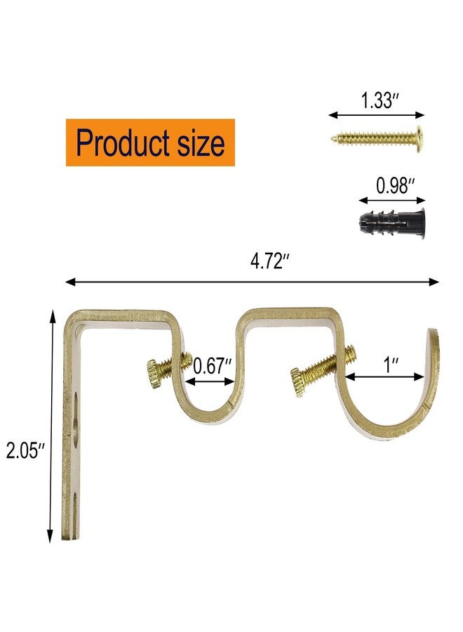 Augiimor 3PCS Gold Curtain Rod Bracket, Heavy Duty Double Curtain Rod Hanging Brackets Wall Mount, Drapery Rod Bracket, Adjustable Curtain Rod Holders for Window, Home Curtain Rods (Gold) - Image 3