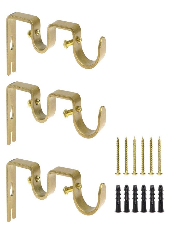 Augiimor 3PCS Gold Curtain Rod Bracket, Heavy Duty Double Curtain Rod Hanging Brackets Wall Mount, Drapery Rod Bracket, Adjustable Curtain Rod Holders for Window, Home Curtain Rods (Gold) - Image 1