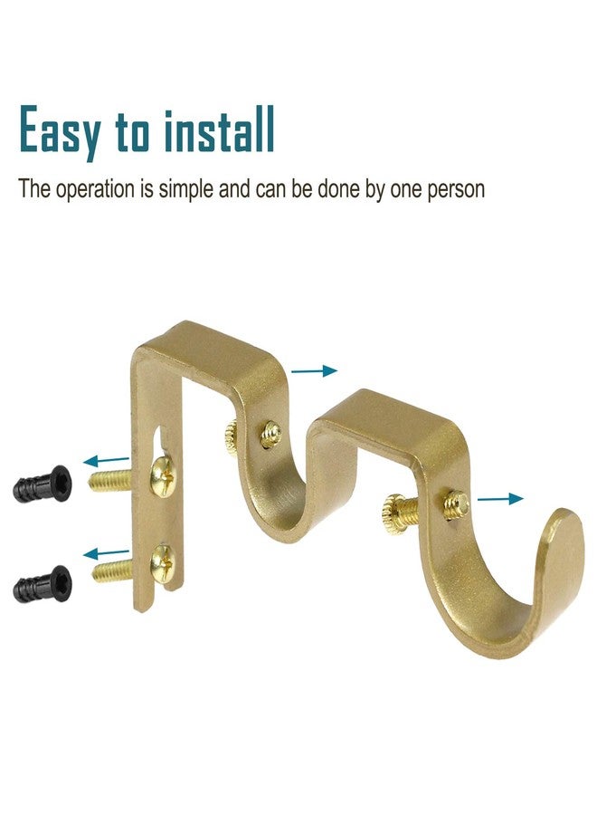 Augiimor 3PCS Gold Curtain Rod Bracket, Heavy Duty Double Curtain Rod Hanging Brackets Wall Mount, Drapery Rod Bracket, Adjustable Curtain Rod Holders for Window, Home Curtain Rods (Gold) - Image 2
