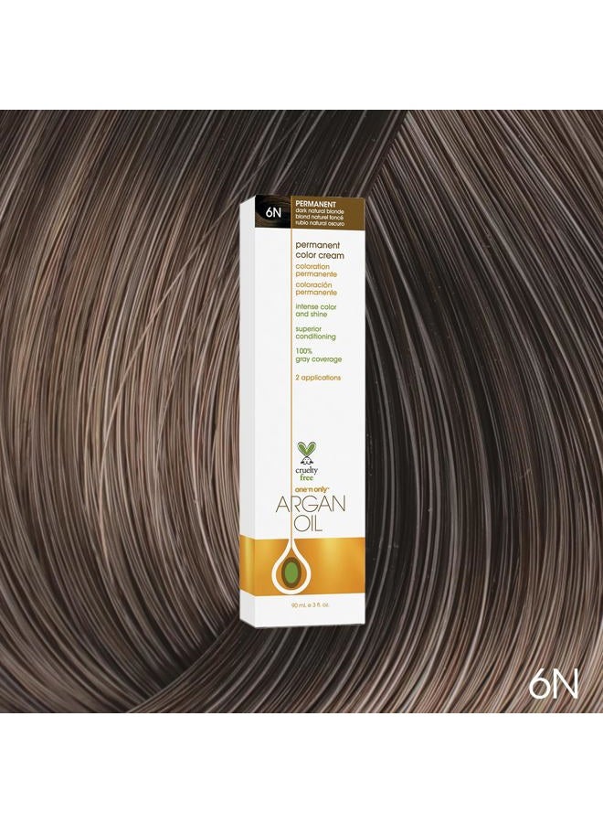 One N Only One N' Only Permanent Hair Color - Permanent Hair Dye Made with Argan Oil - Delivers Rich, Accurate Tones with Gray Coverage - Improves Moisture & Elasticity - 6N Dark Natural Blonde (3 oz) - Image 2