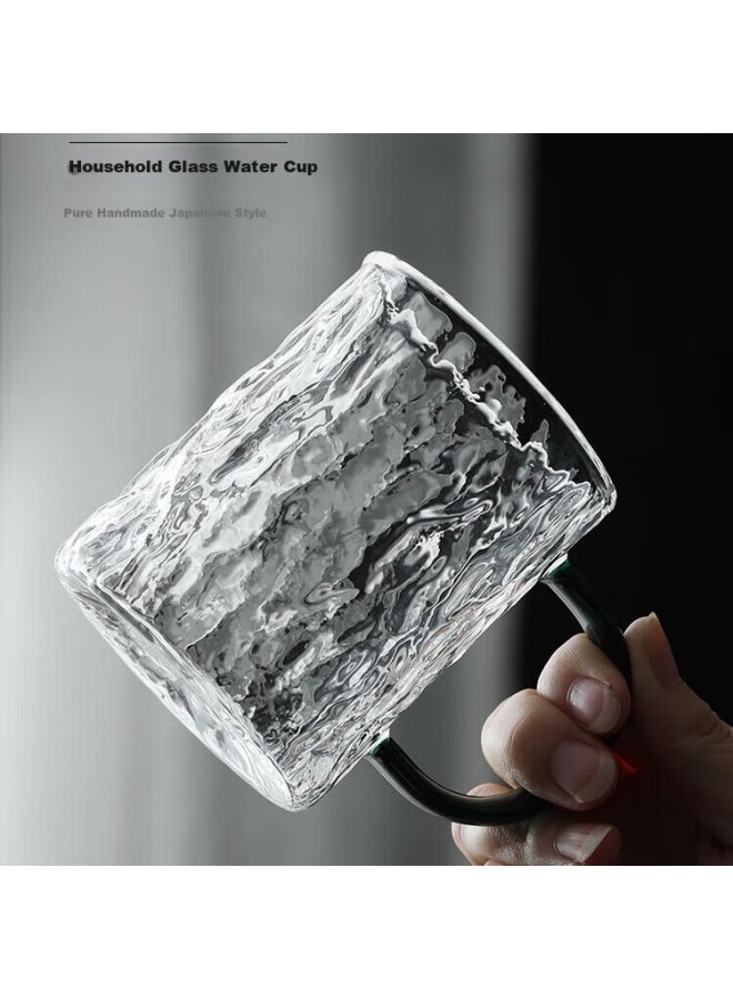 Weimingnuo Glass Water Cup, Home Use, Men's Tea Cup, Glacier Pattern Mug With Handle, Coffee Cup, Tree Pattern Cup, 300ml - Image 1
