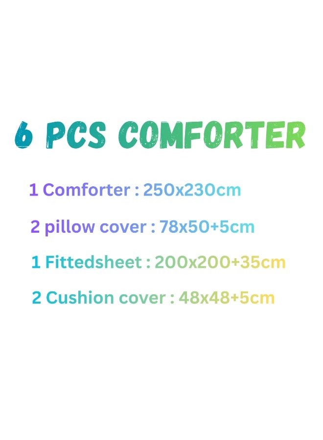 Moon 6 Pieces Winter Comforter Set One Velvet Side And One Side Fur Queen Size 230x250 cm - Image 5