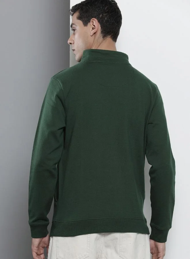 ذا انديان كراج كو The Indian Garage Co Men Regular Fit Typographic Cowl Neck Full Sleeves Sweatshirt