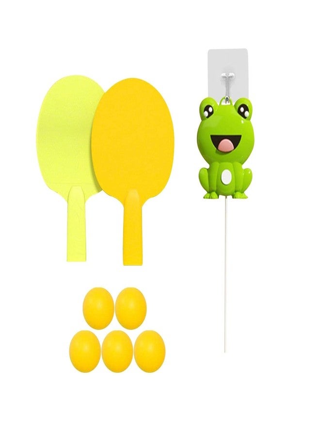 DAONPHARI Portable Indoor Hanging Table Tennis with Balls Interaction Birthday Frog Five Ball Hanging Table Tennis Paddles Exerciser Door Frame Random Color Bat - Image 4