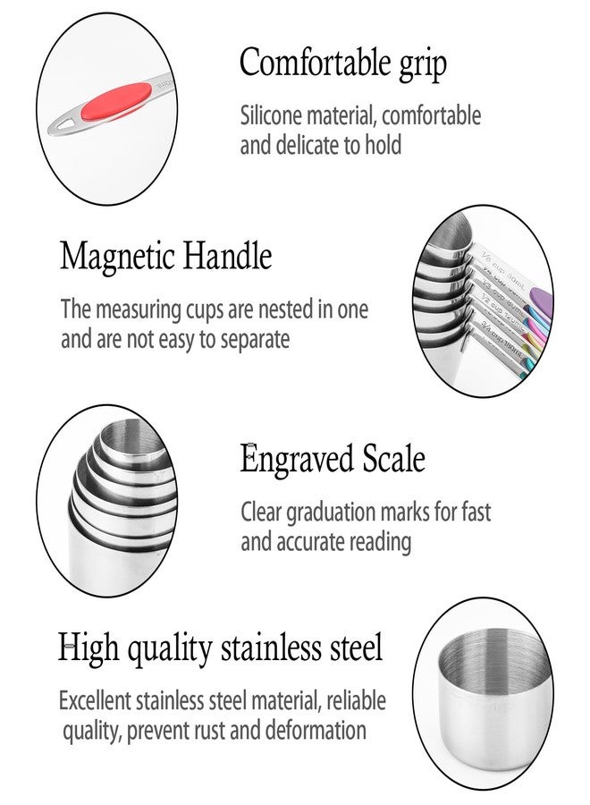 Calicage Magnetic Measuring Cups and Spoons Set, 15 Piece Stainless Steel Measuring Cups and Spoons for Measure Dry and Liquid Ingredients (Colorful) - Image 4