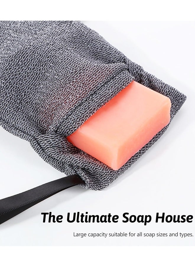 3PCS Grey Exfoliating Mesh Soap Saver Pouch Travel Bar Soap Bag Body Foam Scrubber For Shower - Image 5