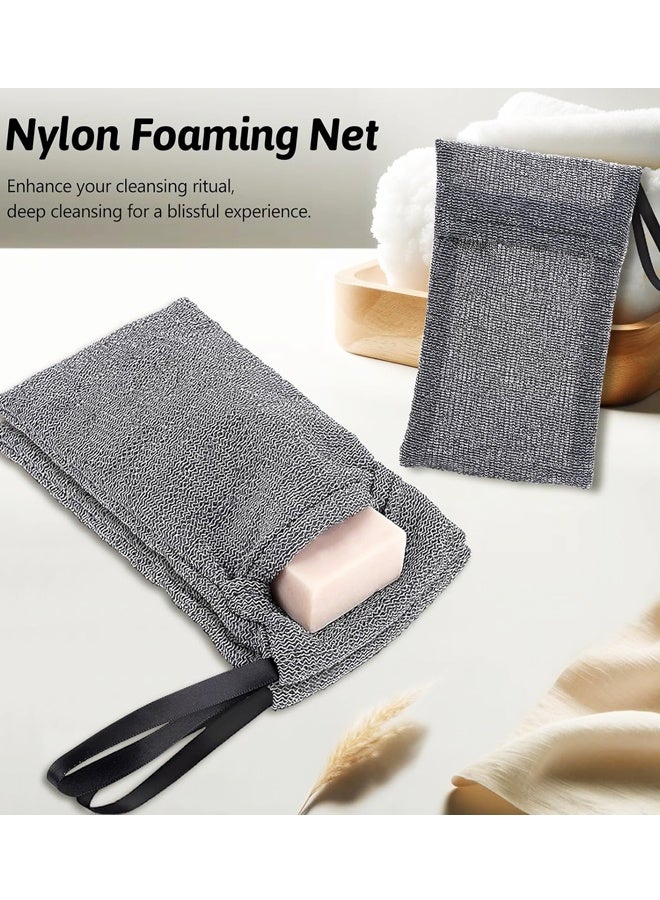 3PCS Grey Exfoliating Mesh Soap Saver Pouch Travel Bar Soap Bag Body Foam Scrubber For Shower - Image 3