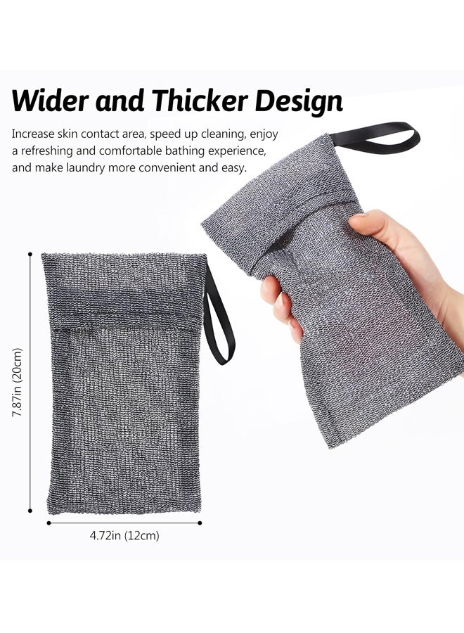 3PCS Grey Exfoliating Mesh Soap Saver Pouch Travel Bar Soap Bag Body Foam Scrubber For Shower - Image 2