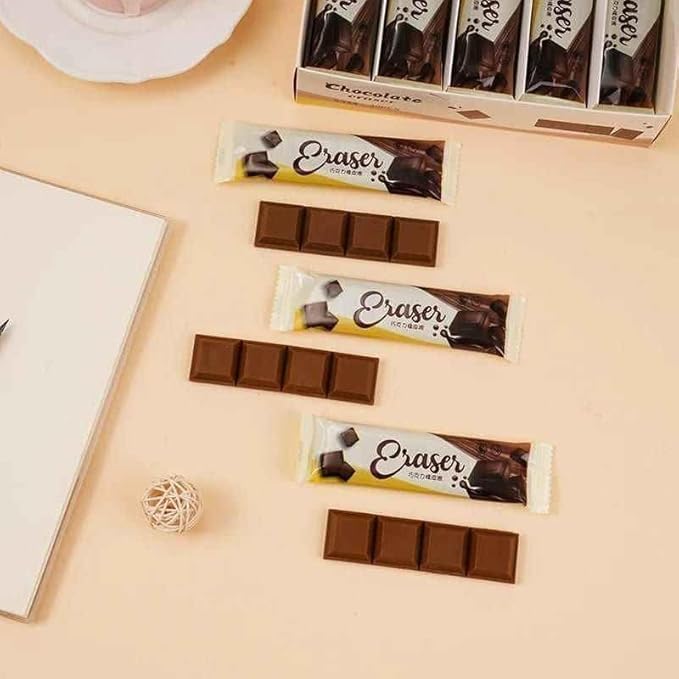 Eraser - Cute Chocolate Shape with Design Divided into Four Sections, Perfect for Students (4 Pack) and Educational Supplies, Cute Scent Khamat High Quality Display of 2 Pack