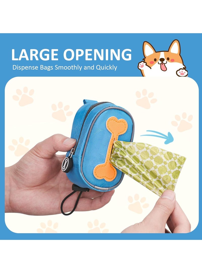 Fashion Printed Dog Poop Bags, Pet Waste Bag Organizer - Dog Poop Bag Dispenser and Leash Holder, Medium (Blue) - Image 3
