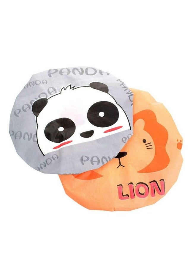 Aysekone - 5 Pieces Cartoon Animals Waterproof Elastic Peva Shower Caps Bath Caps Bathing Bathroom Hats Bathroom Accessories For Women And Girls - Image 1