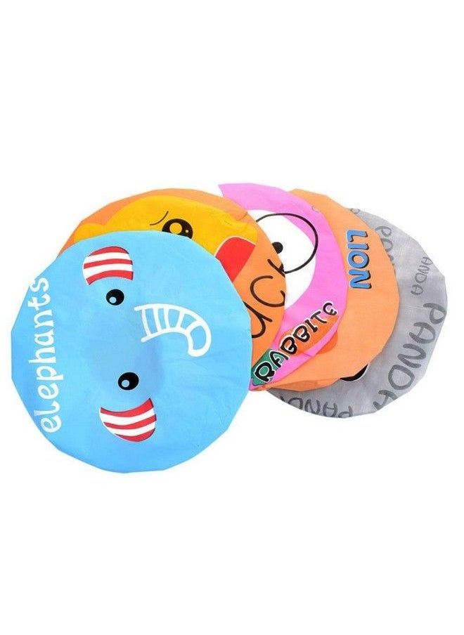 Aysekone - 5 Pieces Cartoon Animals Waterproof Elastic Peva Shower Caps Bath Caps Bathing Bathroom Hats Bathroom Accessories For Women And Girls - Image 1