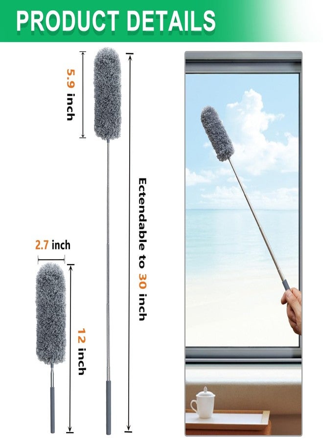 HTOOLPRO 2 Pack Microfiber Feather Duster for Cleaning, Hand Washable Dusters with Extendable Pole, Cleaning Tools for Office, Car, Window, Furniture, Ceiling Fan - Image 2