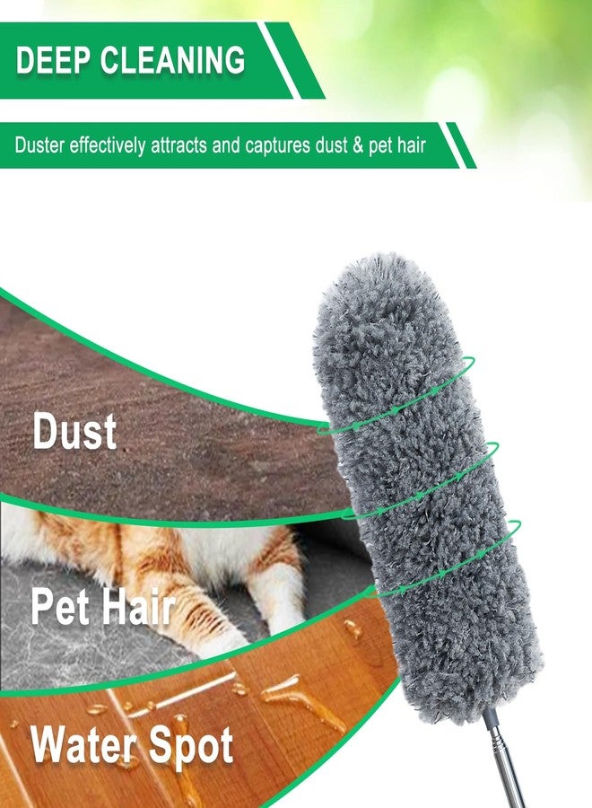 HTOOLPRO 2 Pack Microfiber Feather Duster for Cleaning, Hand Washable Dusters with Extendable Pole, Cleaning Tools for Office, Car, Window, Furniture, Ceiling Fan - Image 3