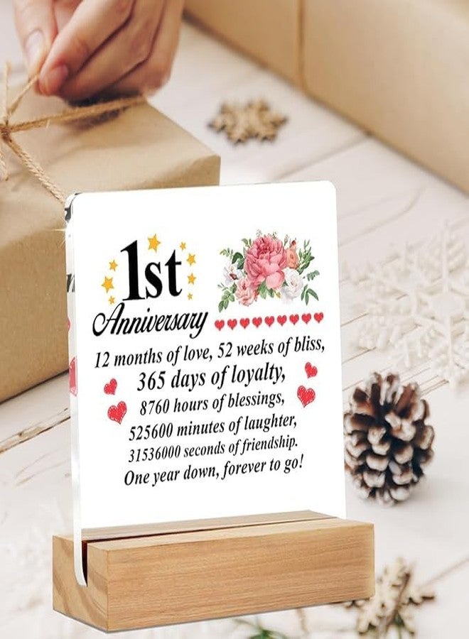 Bs amor 1 Year Wedding Gift Ideas Romantic First Anniversary Sign - 1st Anniversary Clear Desk Sign Decor Home Bedroom Desk Decor (5 x 4 Inches) - Image 3