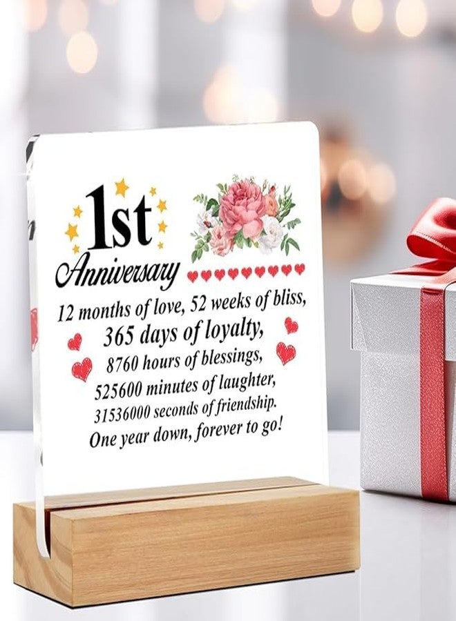 Bs amor 1 Year Wedding Gift Ideas Romantic First Anniversary Sign - 1st Anniversary Clear Desk Sign Decor Home Bedroom Desk Decor (5 x 4 Inches) - Image 2