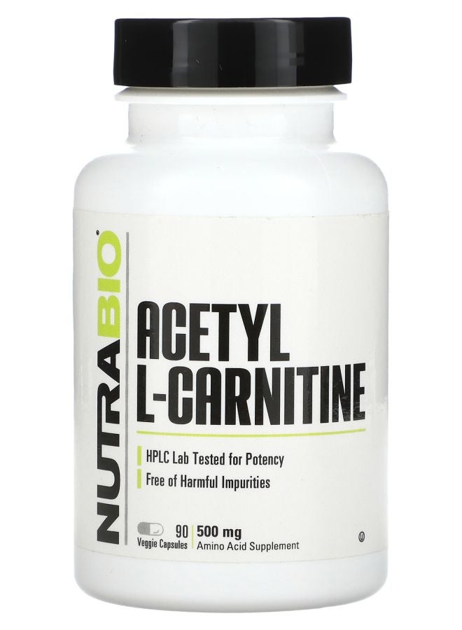 NutraBio Acetyl LCarnitine 500 mg 90 Veggie Capsules