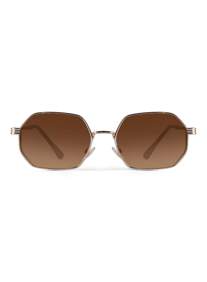 Woggles UV- Protected Brown Gradient Hexagonal Sunglasses