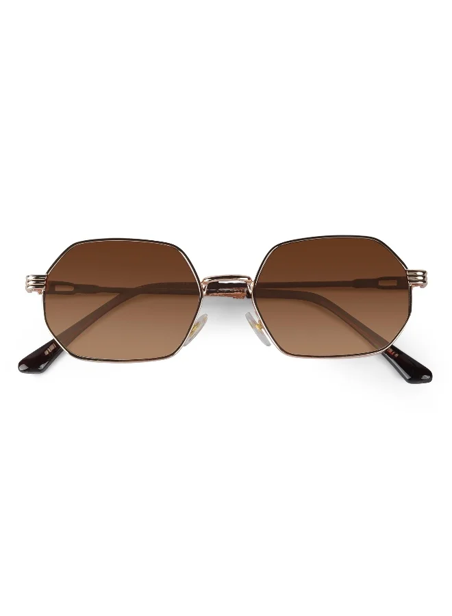 Woggles UV- Protected Brown Gradient Hexagonal Sunglasses