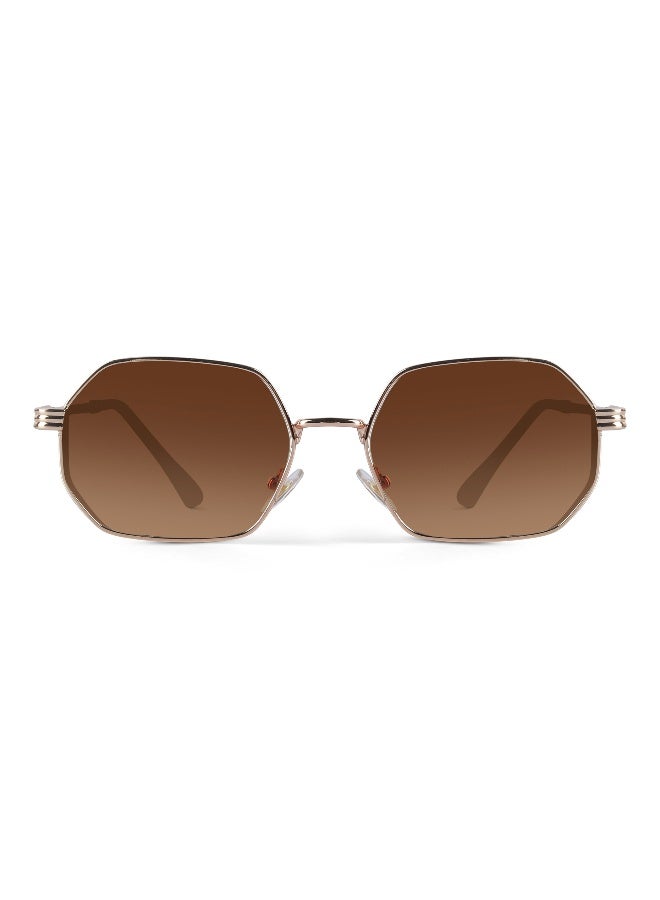 Woggles UV- Protected Brown Gradient Hexagonal Sunglasses  - Image 4
