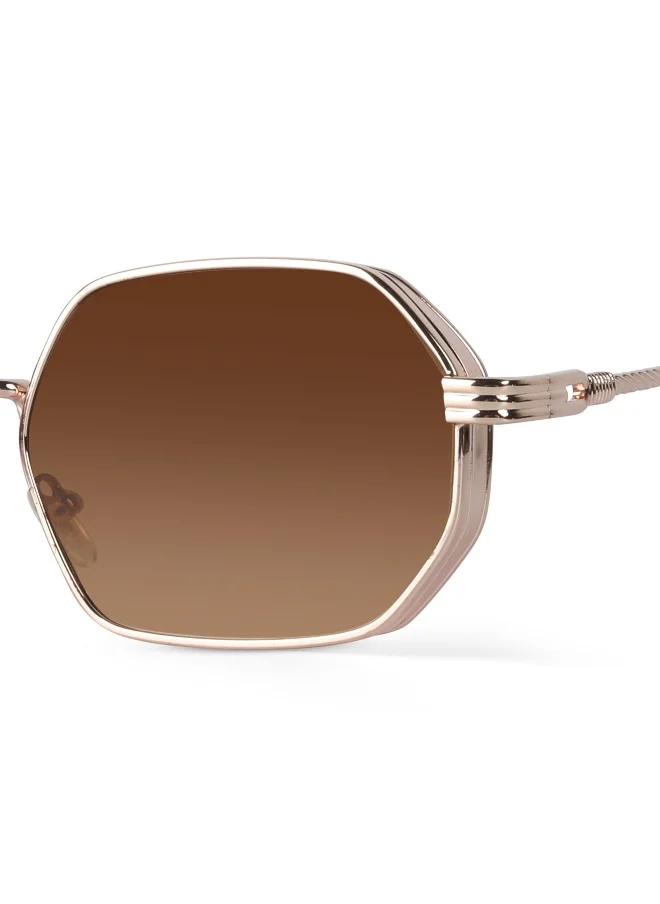 Woggles Ockhi Inspirit Brown Gradient Hexagonal Sunglasses