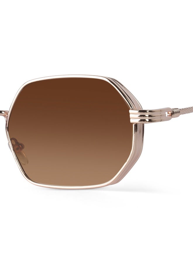 Woggles UV- Protected Brown Gradient Hexagonal Sunglasses  - Image 2