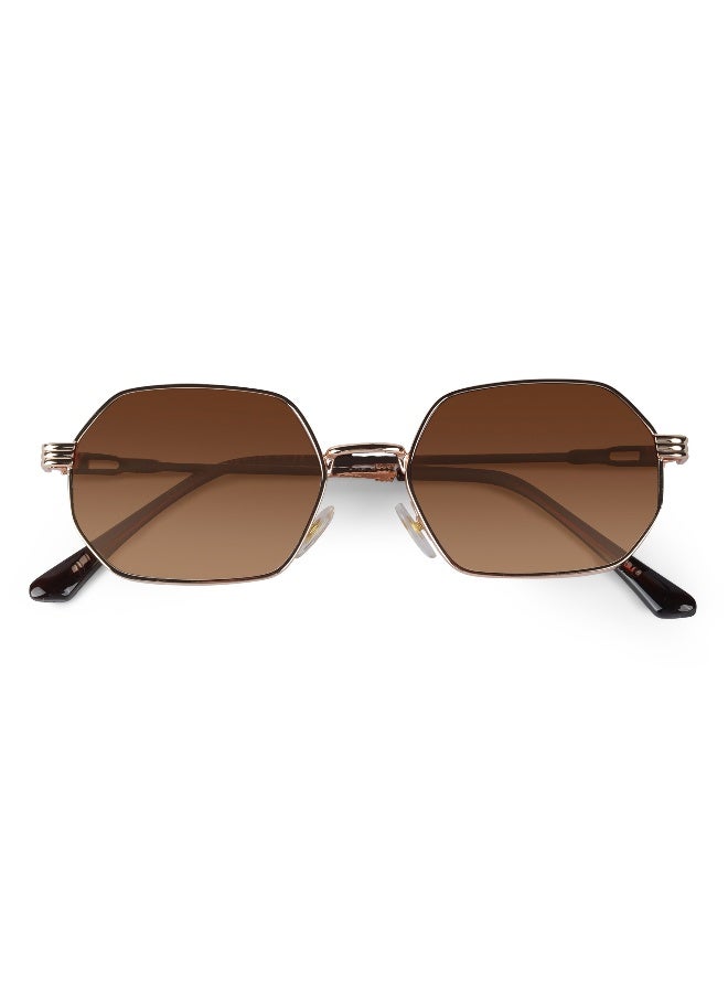 Woggles UV- Protected Brown Gradient Hexagonal Sunglasses  - Image 3