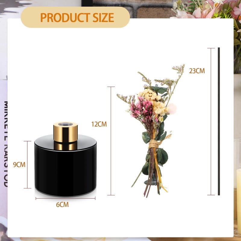 Rtteri 2 Reed Diffuser Sets Flower Oil Diffuser Sticks with Refill Empty 5oz Bottles Scent Glass for Fragrance Home Bathroom Gifts, Oil Not Included(Black Color) - Image 2