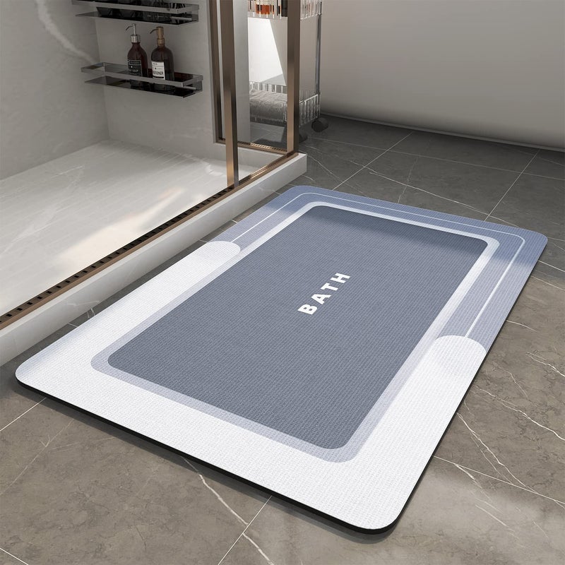 MontVoo-Bath Mat-Bath Rug Non Slip Super Absorbent Stain Resistant Quick Dry Thin Bathroom Rug-Bath Mats for Bathroom Floor Bathtub Vanity-Bathmat Bath Rug Easy Care 17"x27" Blue - Image 1