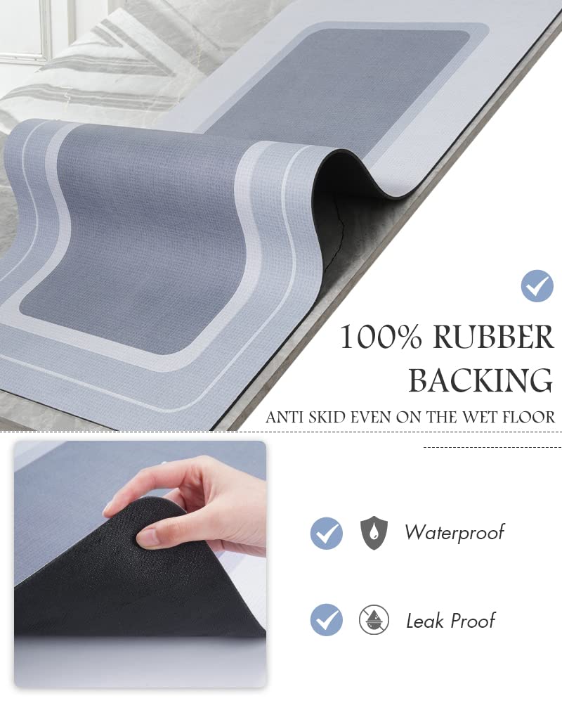 MontVoo-Bath Mat-Bath Rug Non Slip Super Absorbent Stain Resistant Quick Dry Thin Bathroom Rug-Bath Mats for Bathroom Floor Bathtub Vanity-Bathmat Bath Rug Easy Care 17"x27" Blue - Image 4