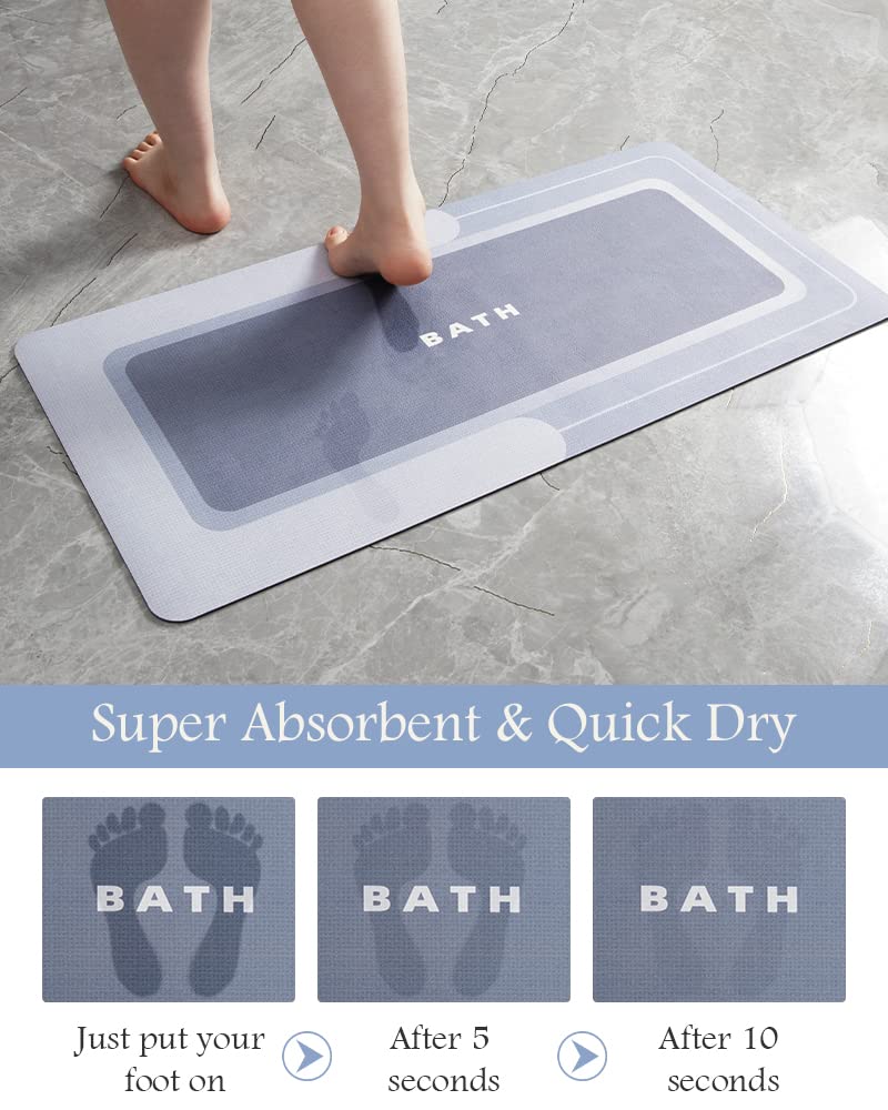 MontVoo-Bath Mat-Bath Rug Non Slip Super Absorbent Stain Resistant Quick Dry Thin Bathroom Rug-Bath Mats for Bathroom Floor Bathtub Vanity-Bathmat Bath Rug Easy Care 17"x27" Blue - Image 3