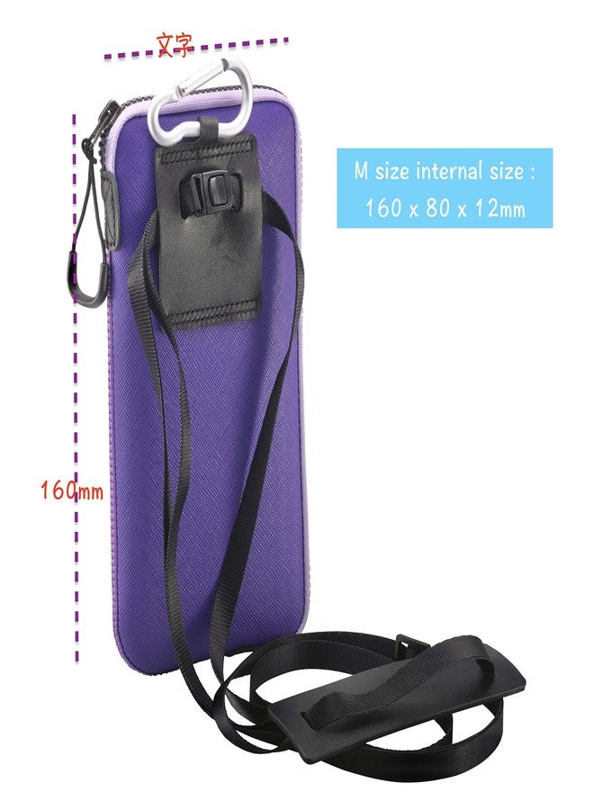 OneJoy Phone Purse bag for women, Mobile Phone Bag for Men, Neoprene Phone Pouch Case Carrying with Clip & Puller for iPhone, Phone Wallet with Lanyard M Size [Purple] - Image 2