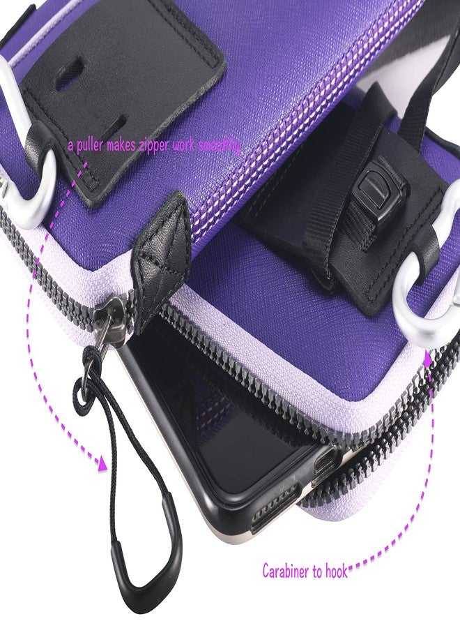 OneJoy Phone Purse bag for women, Mobile Phone Bag for Men, Neoprene Phone Pouch Case Carrying with Clip & Puller for iPhone, Phone Wallet with Lanyard M Size [Purple] - Image 4