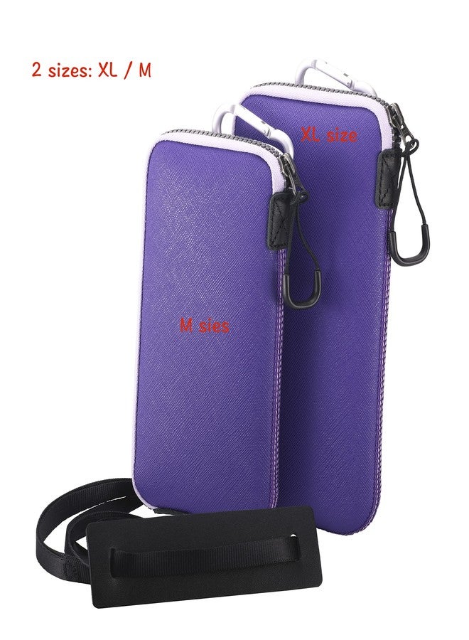 OneJoy Phone Purse bag for women, Mobile Phone Bag for Men, Neoprene Phone Pouch Case Carrying with Clip & Puller for iPhone, Phone Wallet with Lanyard M Size [Purple] - Image 3