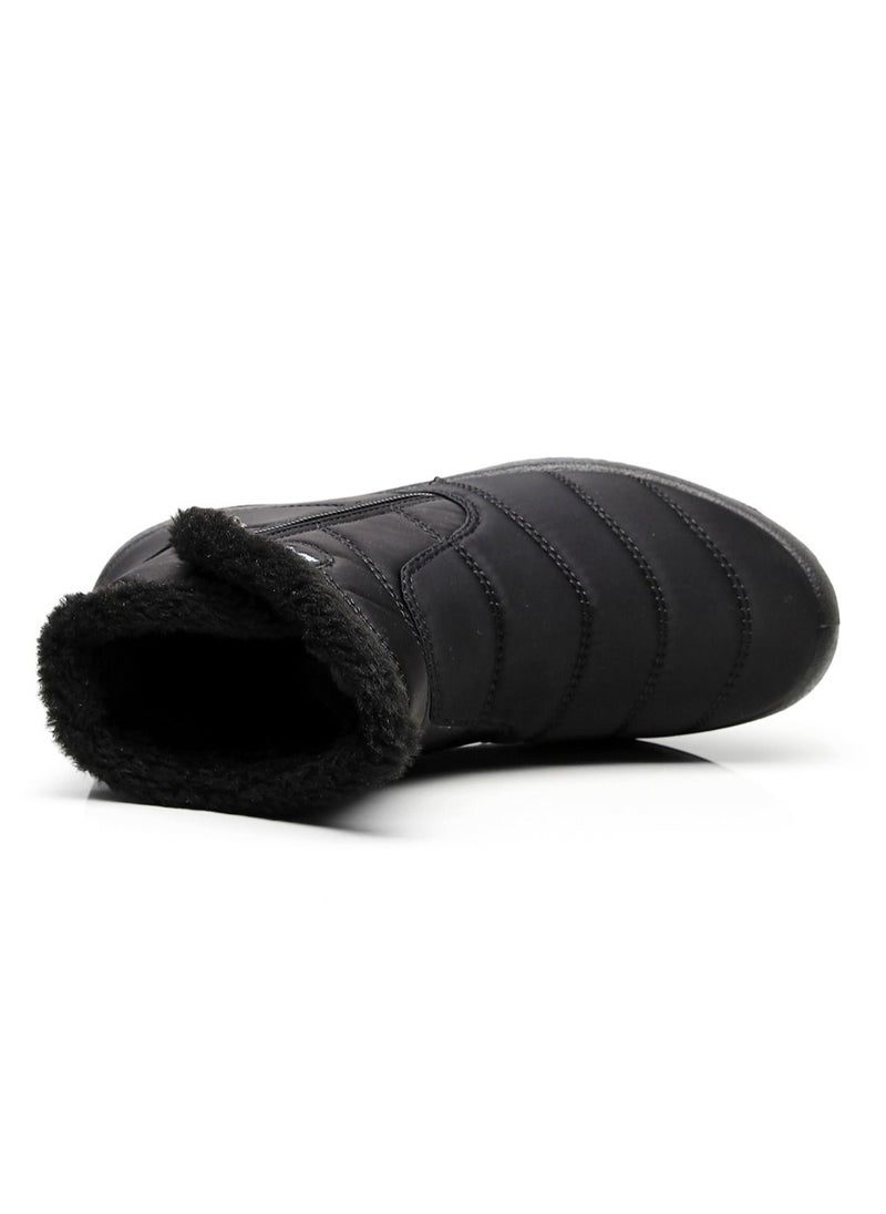 Loquat - Ankle Boots Thermal Waterproof Cotton Boots Black - Image 1