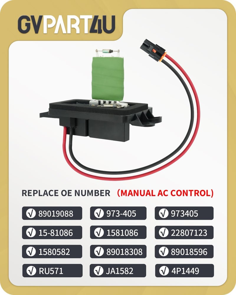 GVPART4U Blower Motor Resistor 89019088 for Chevy Avalanche Silverado Suburban Tahoe & GMC Sierra Yukon - Image 3