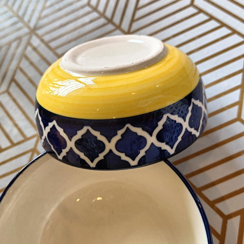 Niyara Stoneware Handmade Ceramic Stylish Premium Bowls Serving Bowls Microwave Dishwasher Safe (Blue Yellow Delta 7.5 and 6.5 inch) - Image 3