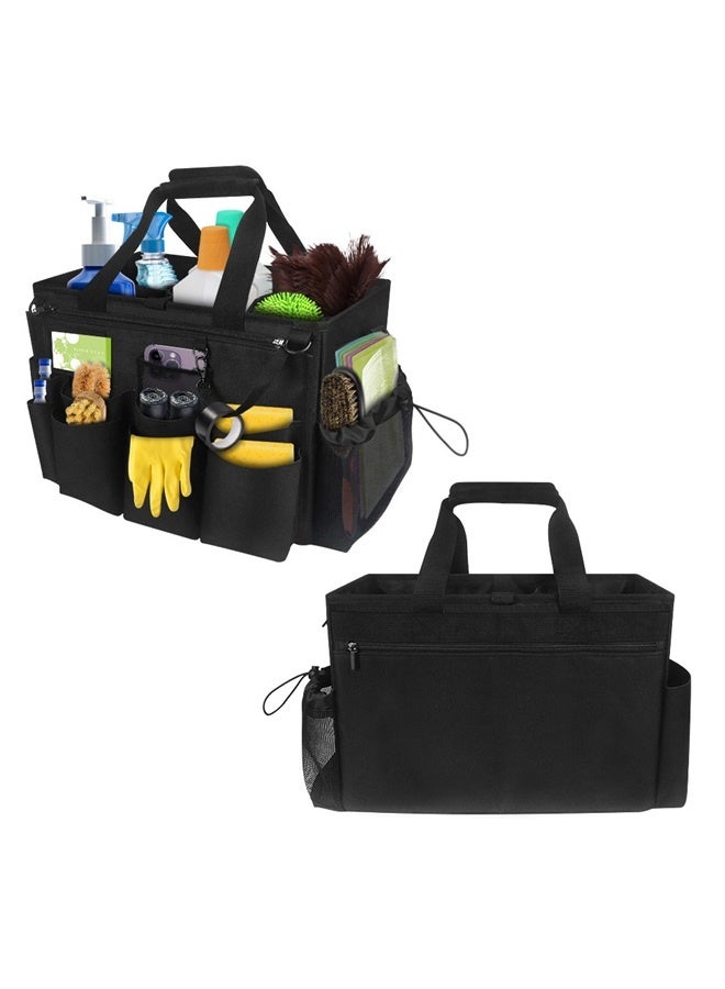 "Large Wearable Caddy Bag, Cleaning Supplies Organizer with Bottom Separation Plate, Black ﻿"  - Image 1