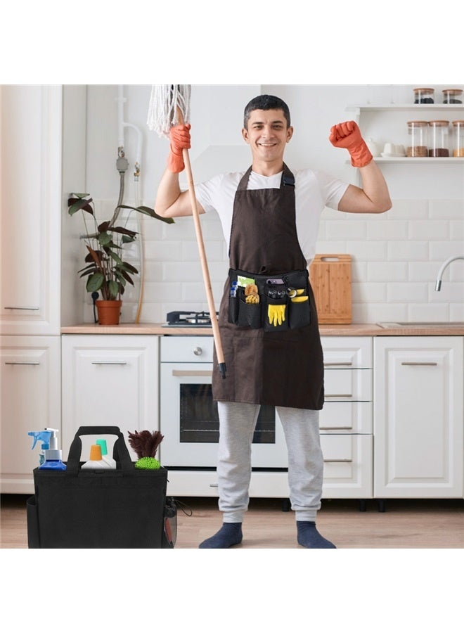 "Large Wearable Caddy Bag, Cleaning Supplies Organizer with Bottom Separation Plate, Black ﻿"  - Image 5