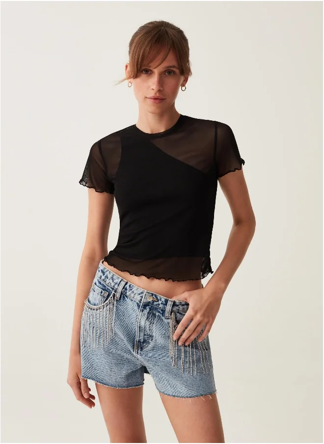 Ovs Mesh T-shirt with wavy trims