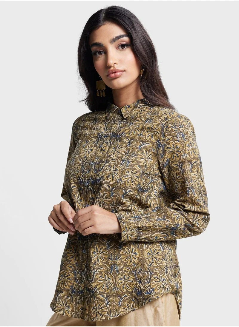 Fabindia Button Down Floral Print Shirt