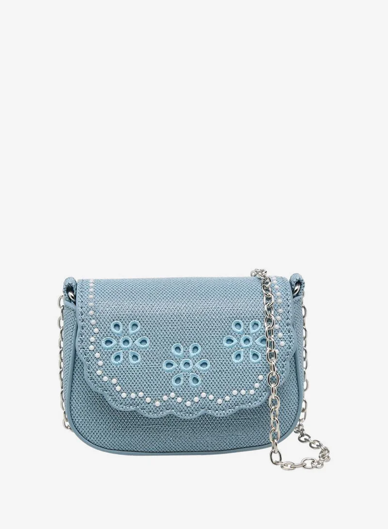 Little Missy Embroidered Crossbody Bag with Chain Strap