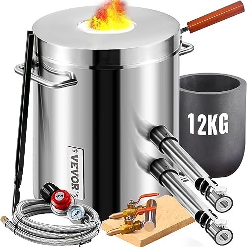 VEVOR 12KG Propane Melting Furnace Kit Large Capacity Foundry Home, Blacksmithing Forge with Crucible & Tongs Kiln, Stainless Steel Smelter, for Metal Scrap Recycle, Gold Copper Silver Casting - Image 1