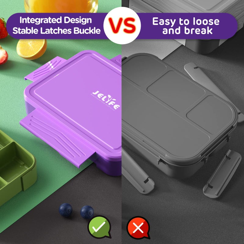 Jelife Lunch Box Kids Bento Box - 1450ml Large Leakproof 6 Compartments Kids Lunchbox Toddler Bento Box with Utensils for Back to School Book-Style Reusable Lunch Snack Containers for Daycare - Image 3