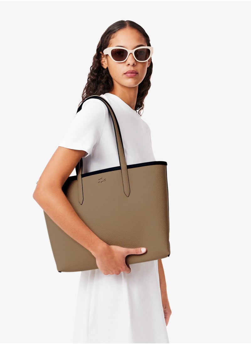 LACOSTE Lacoste Women's Double sided Two tone Large Capacity Handbag, Fashionable Multi functional, Black/Brown  - Image 2