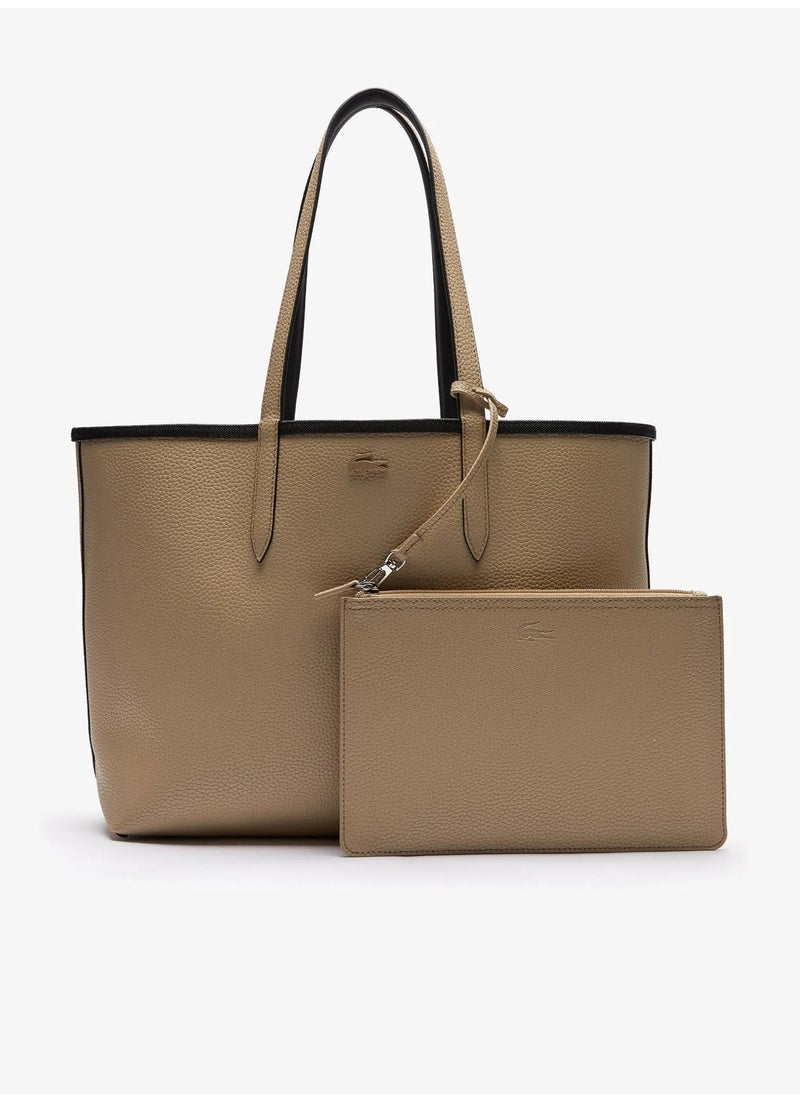 LACOSTE Lacoste Women's Double sided Two tone Large Capacity Handbag, Fashionable Multi functional, Black/Brown  - Image 4