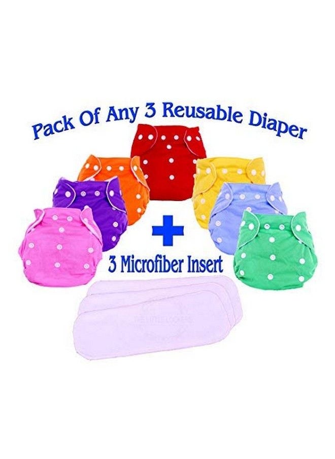 The Little Lookers Adjustable Cotton Pocket Diapers & Reusable Baby Washable Cloth Diaper Nappies With Wetfree Inserts For Babies Infants Toddlers ;Age 0 To 2 Years;Pack Of 3 (Random Colors)  - Image 3